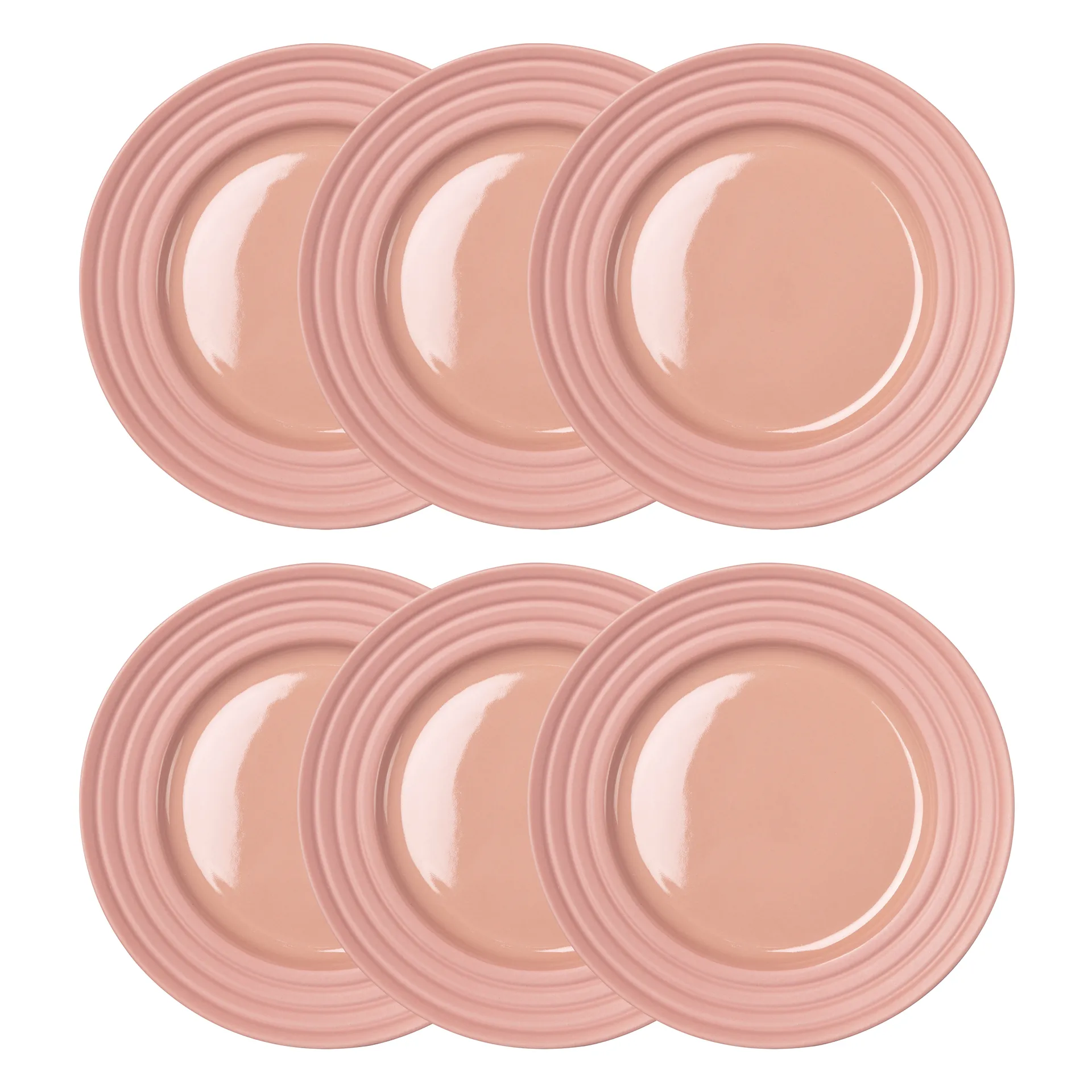Lines small plate Ø21 cm 6-pack, pink NJRD