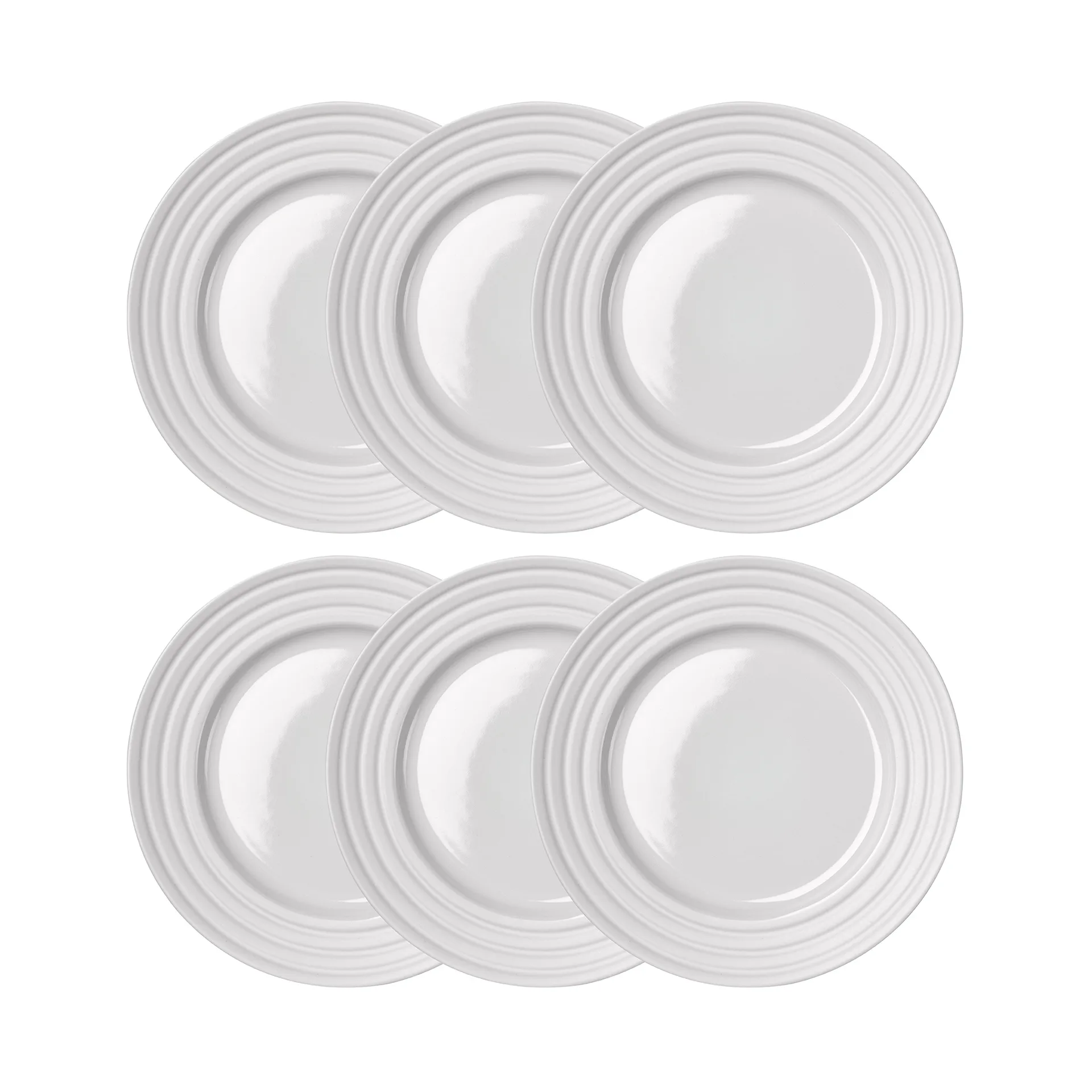 Lines small plate Ø21 cm 6-pack, white NJRD