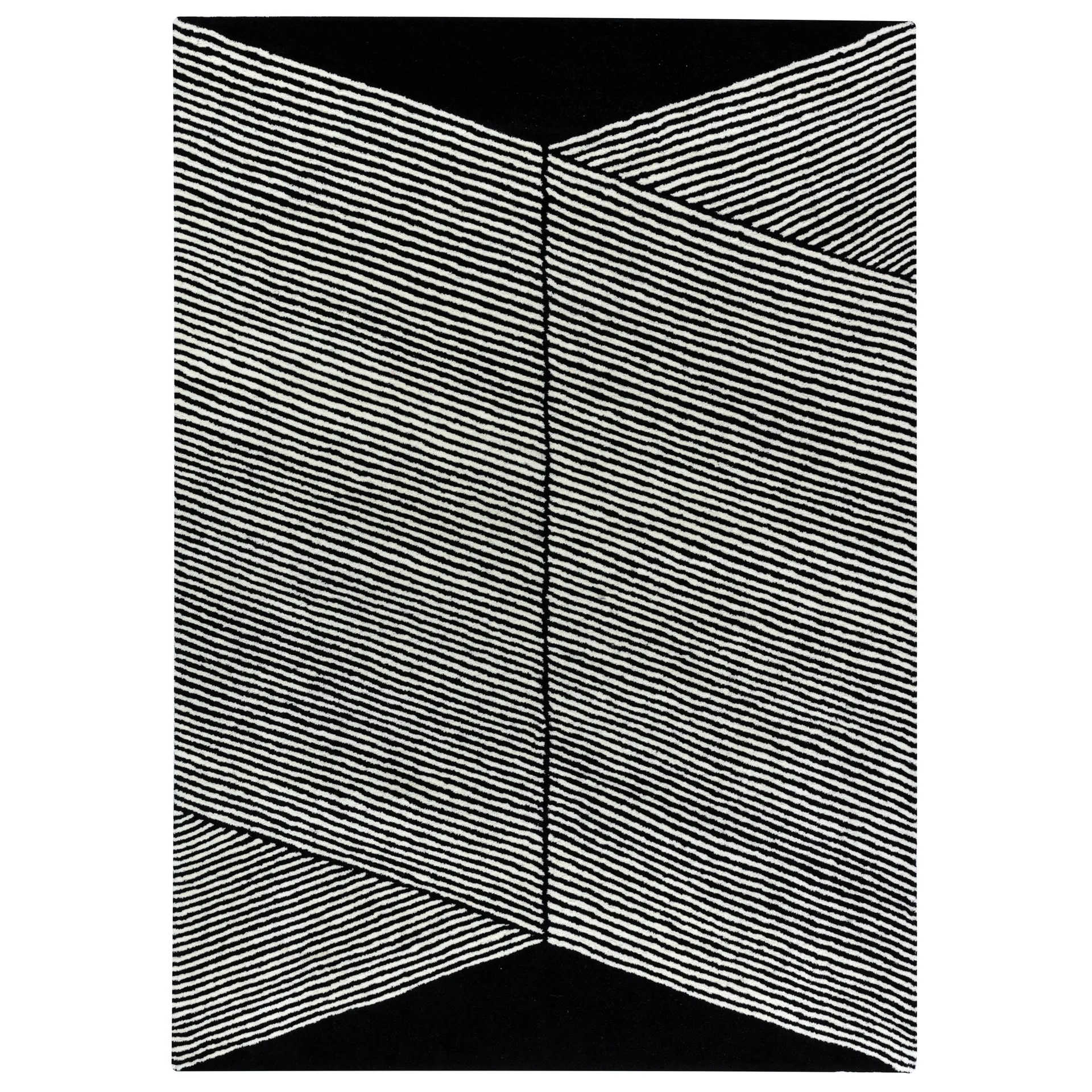 Rectangles wool rug black, 200x300 cm NJRD