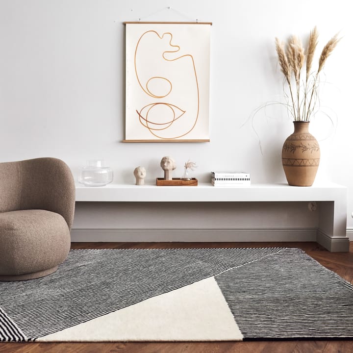 Stripes wool rug natural white, 170x240 cm NJRD