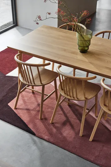 VIOR dining table 200 cm + chair 6‑pack – Lacquered oak‑natural - NJRD
