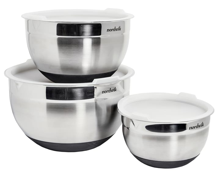Bowls with lids Premium 3 pieces, Stainless steel Nordwik