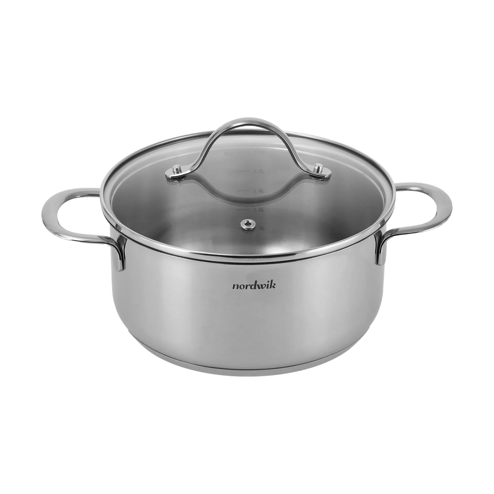Nordwik casserole with glass lid 2.5 liter, Stainless steel Nordwik