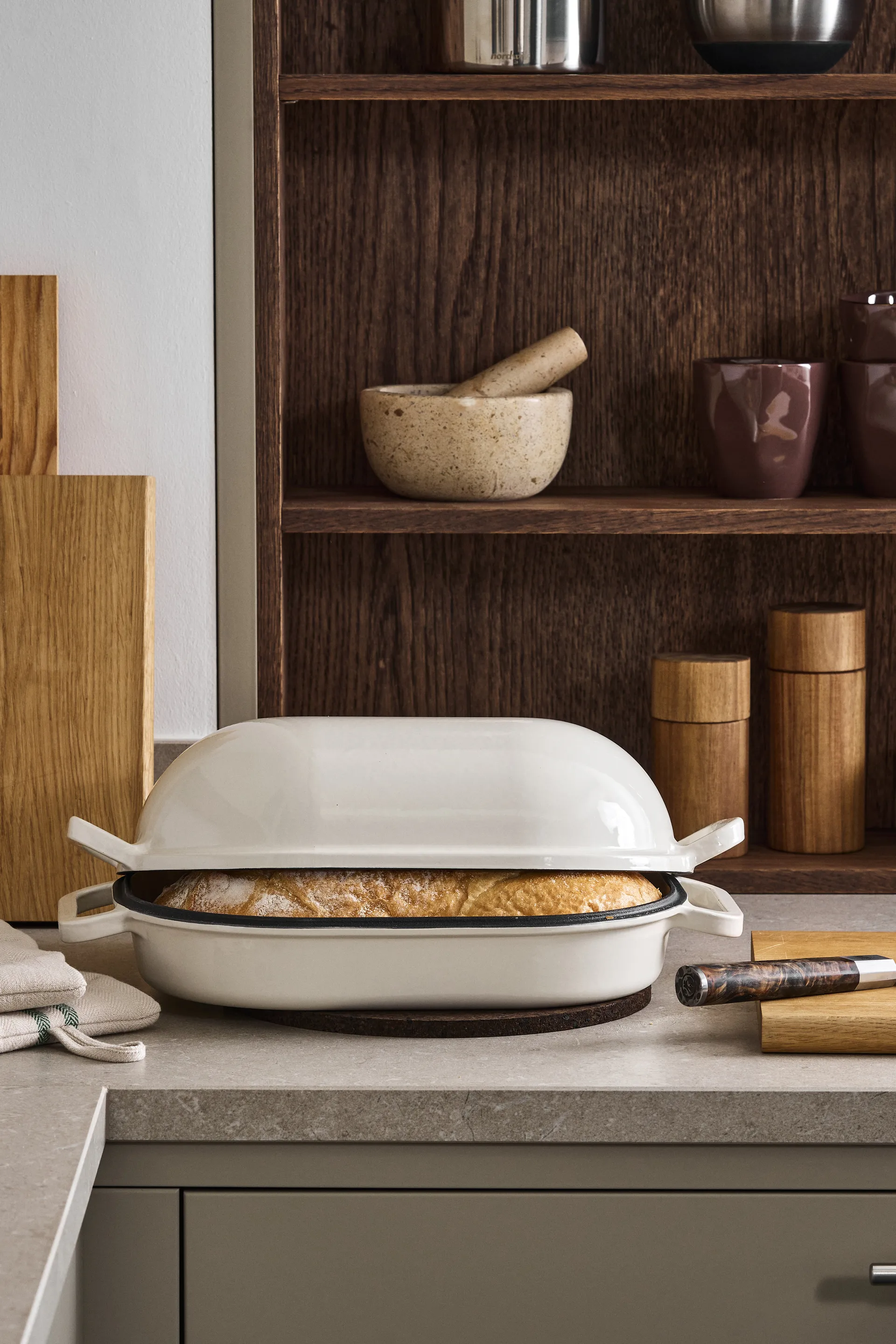 Nordwik Levain bread pan enameled 39x26 cm, Cream Nordwik