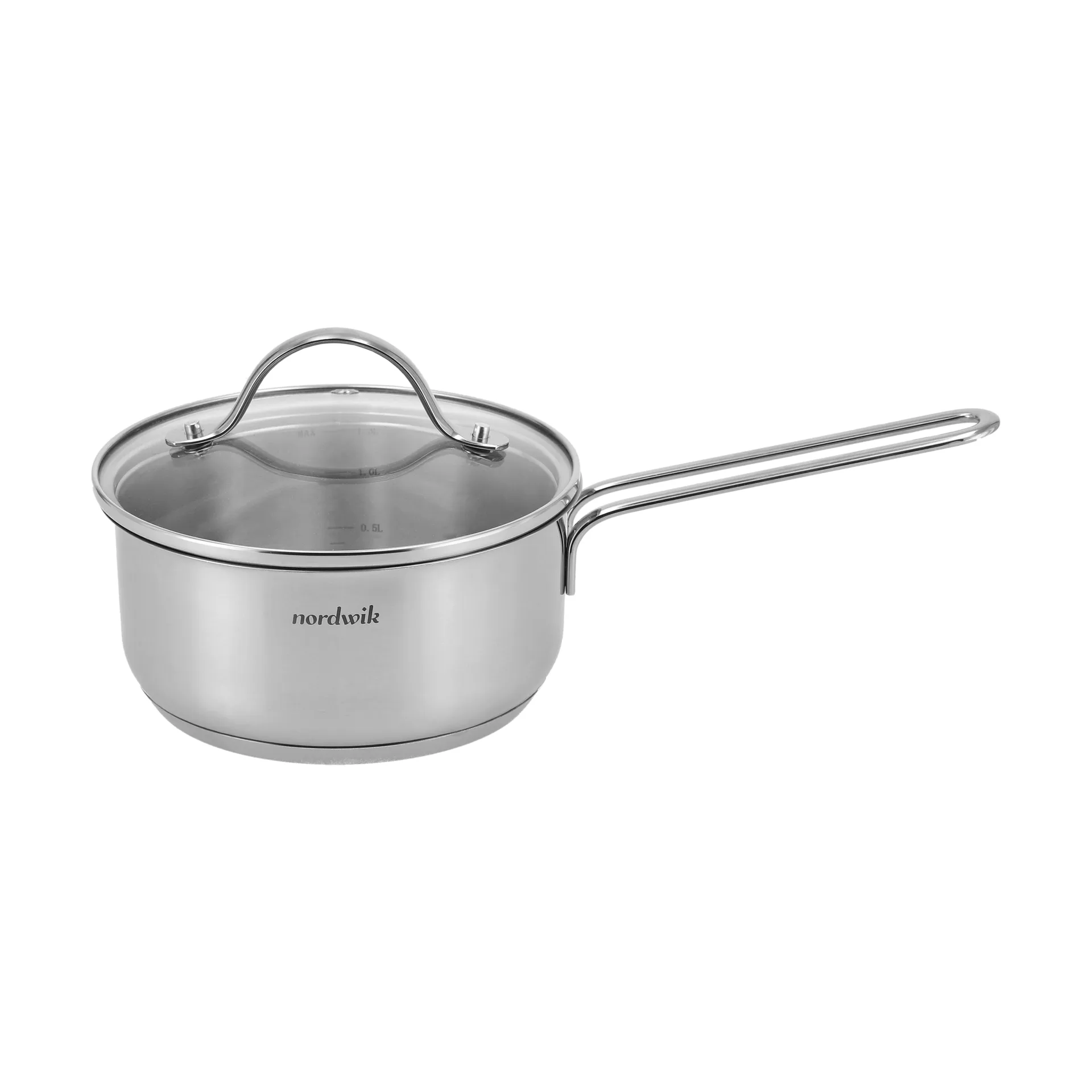 Nordwik saucepan with glass lid 1.3 liter, Stainless steel Nordwik