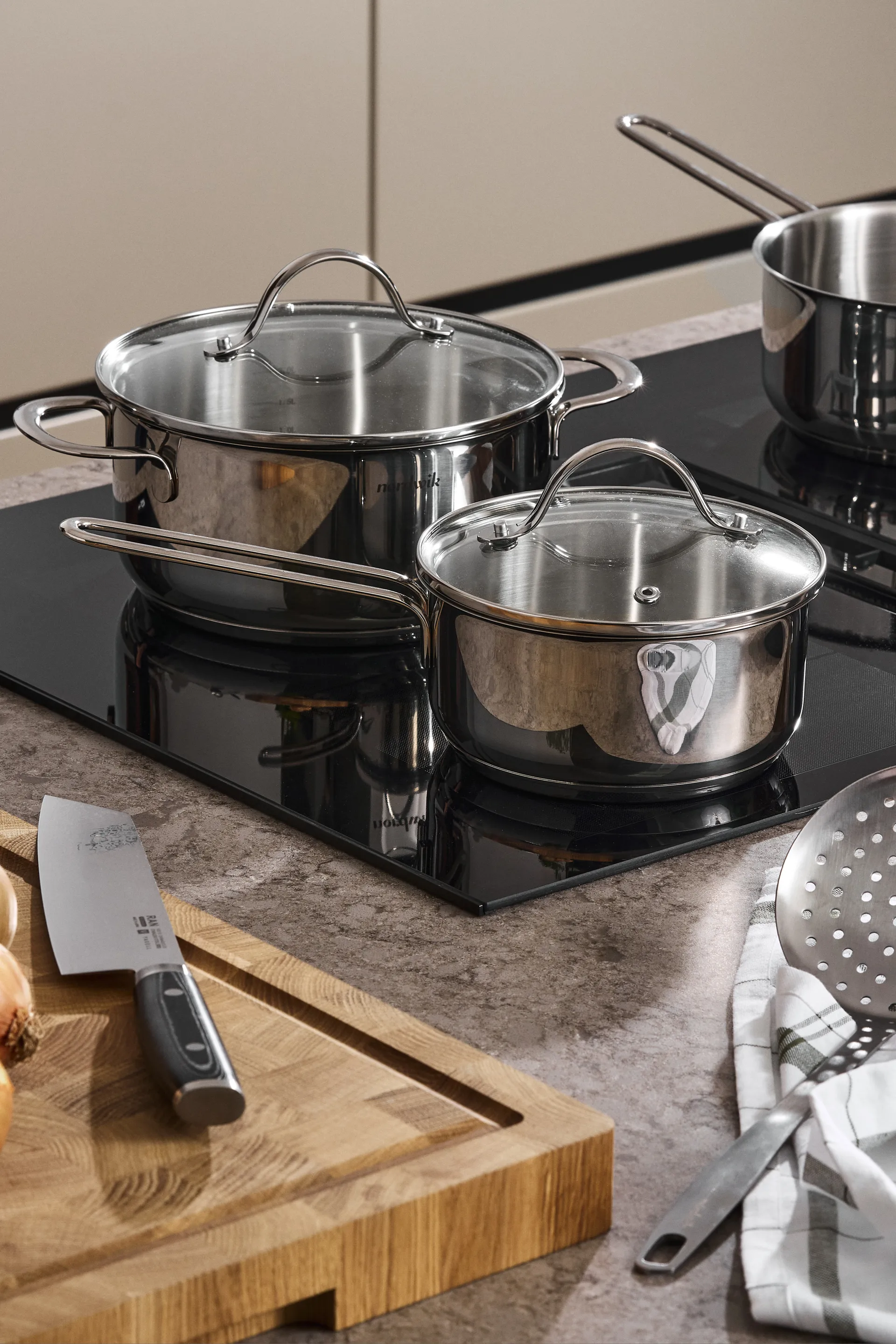 Nordwik saucepan with glass lid 1.3 liter, Stainless steel Nordwik