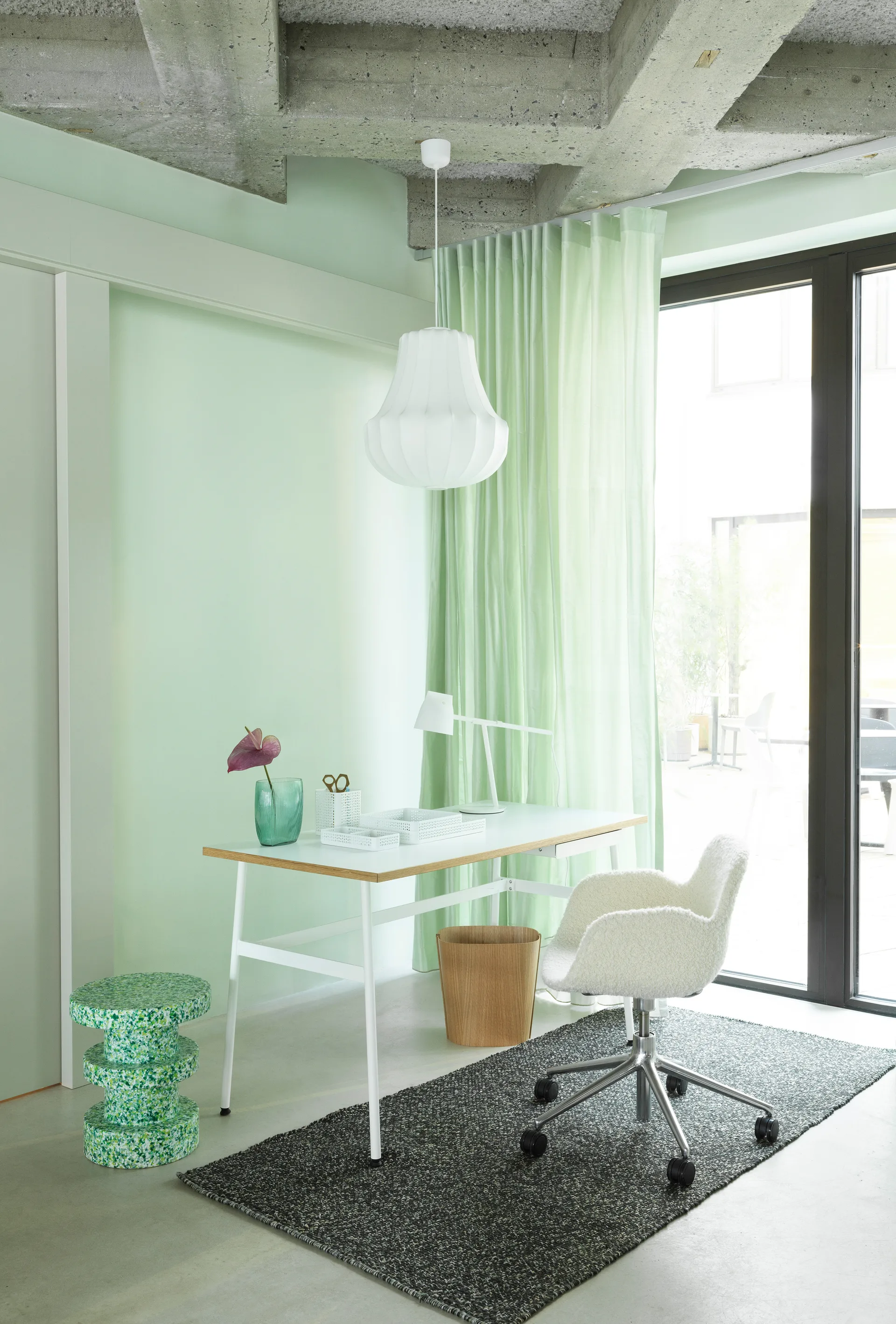 Bit Stack round stool, Green, Ø36x42 cm Normann Copenhagen