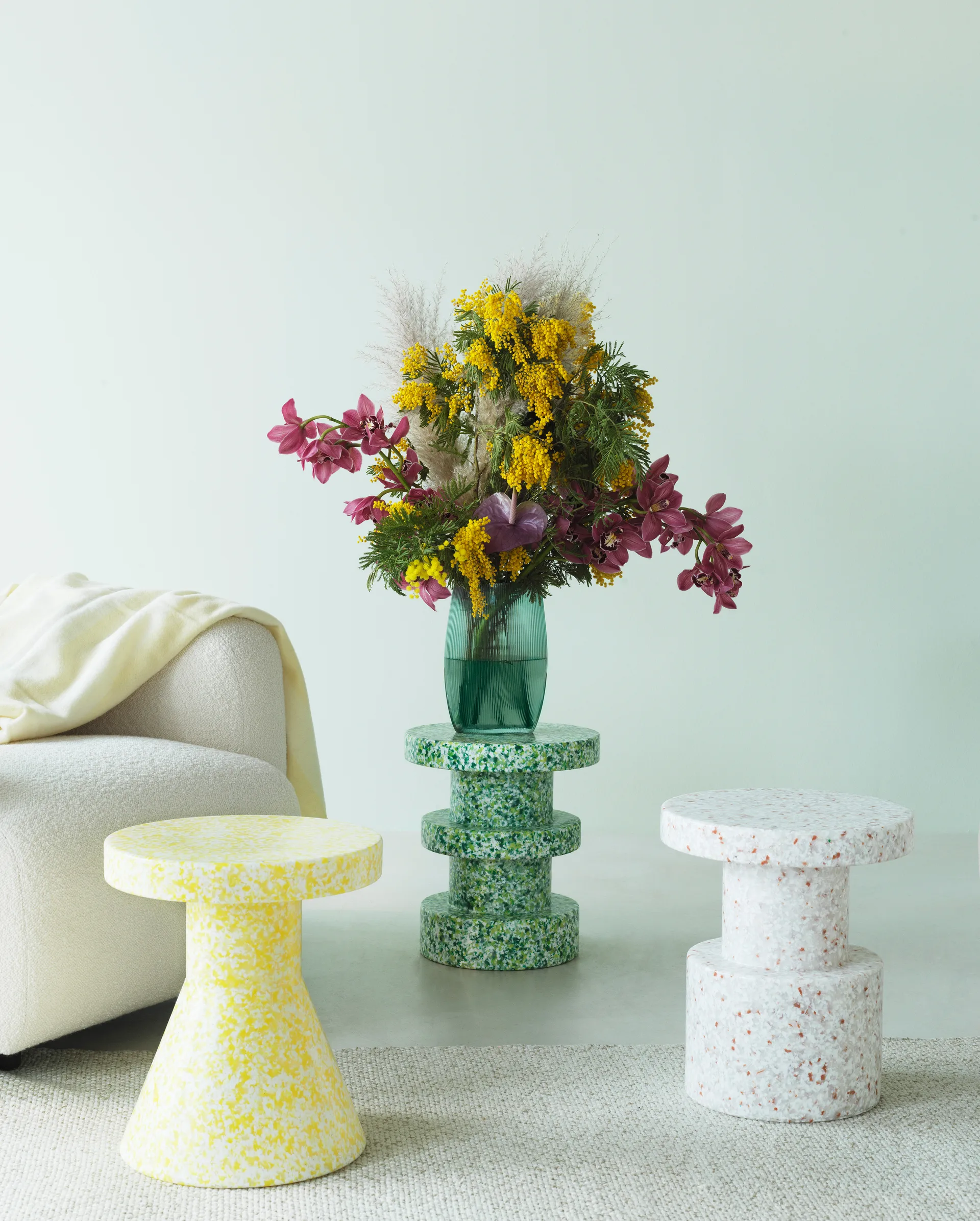 Bit Stack round stool, Green, Ø36x42 cm Normann Copenhagen