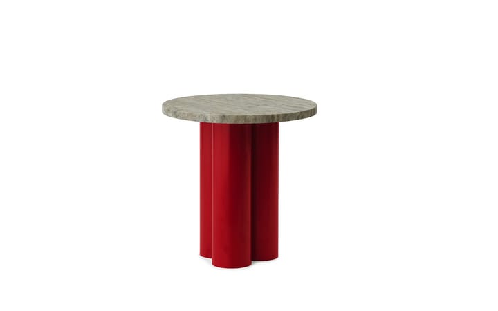 Dit side table Ø40 cm - Bright red-silver-travertine - Normann Copenhagen