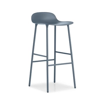 Form Barstool high - Blue, blue-lacquered steel legs - Normann Copenhagen