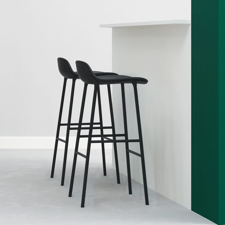 Form barstool low, Green, green-coated steel legs Normann Copenhagen