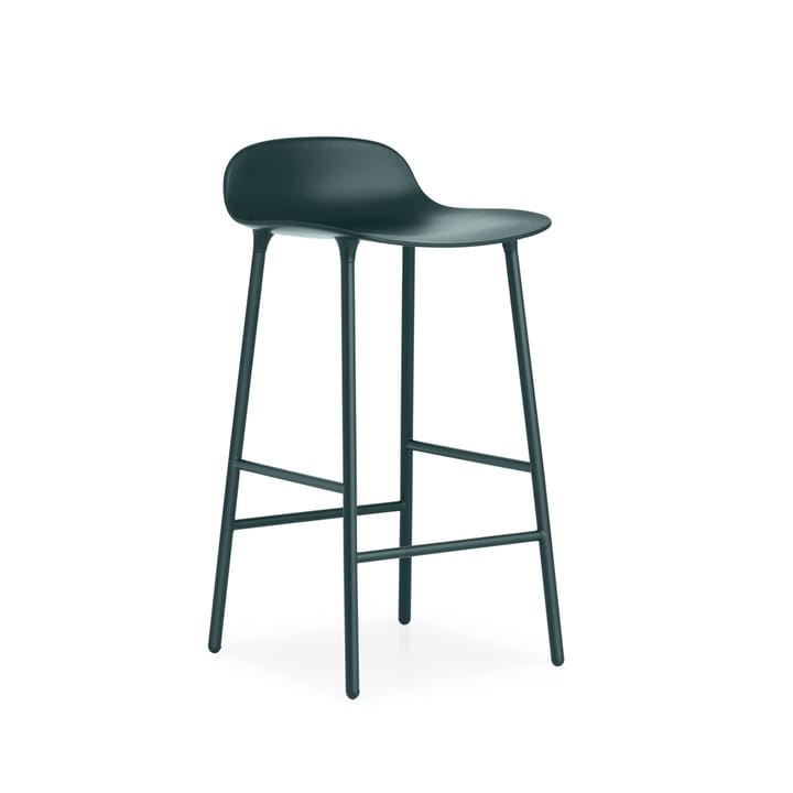 Form barstool low, Green, green-coated steel legs Normann Copenhagen