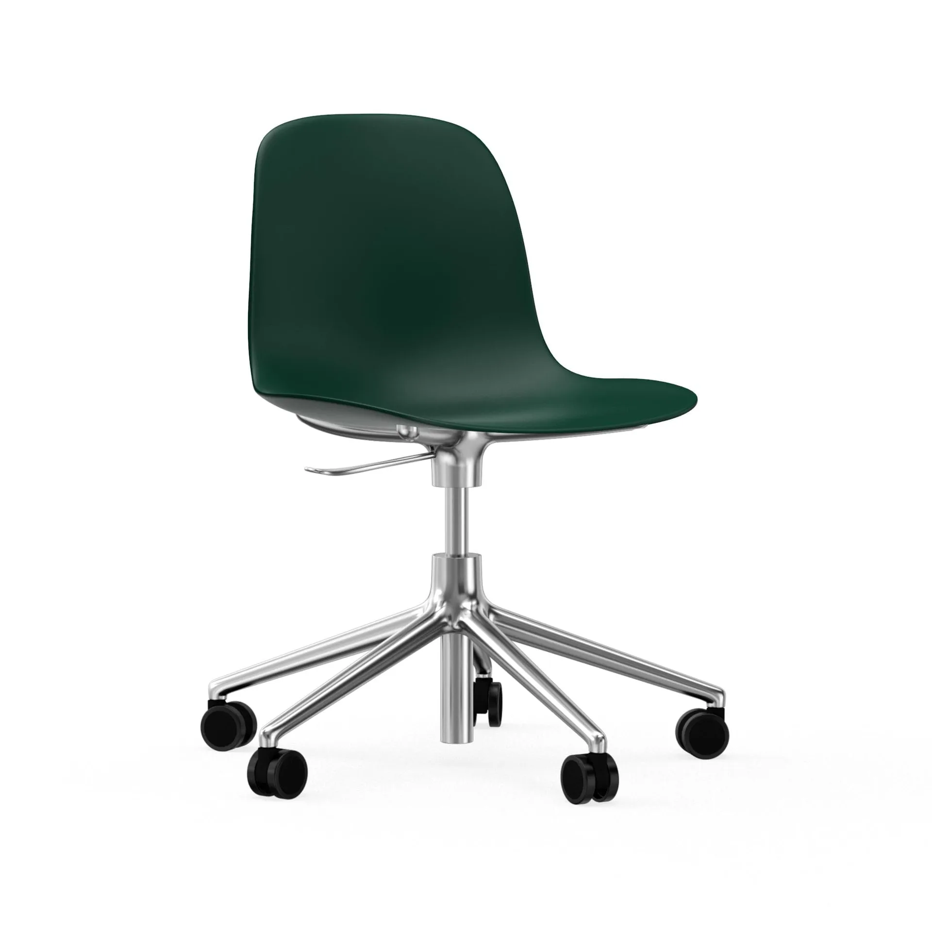 Form swivel chair, 5W office chair, Green, aluminium, wheels Normann Copenhagen