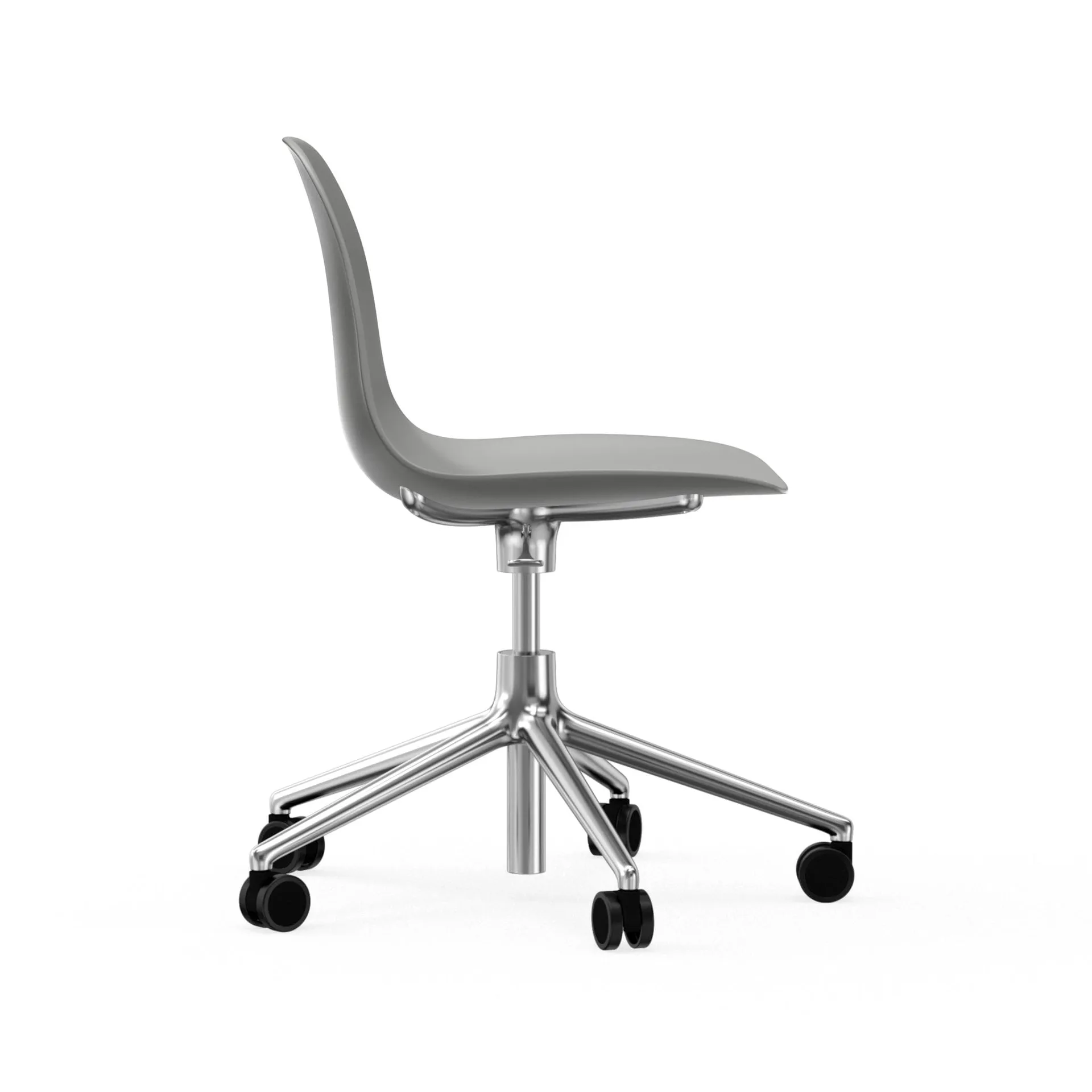 Form swivel chair, 5W office chair, Grey, aluminium, wheels Normann Copenhagen