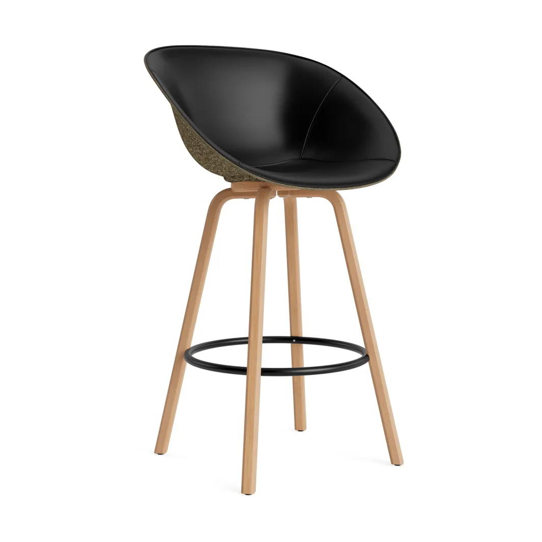 Mat Bar Armchair armchair front-upholstered 75 cm, Ultra 41599-seaweed-beech-black steel Normann Copenhagen