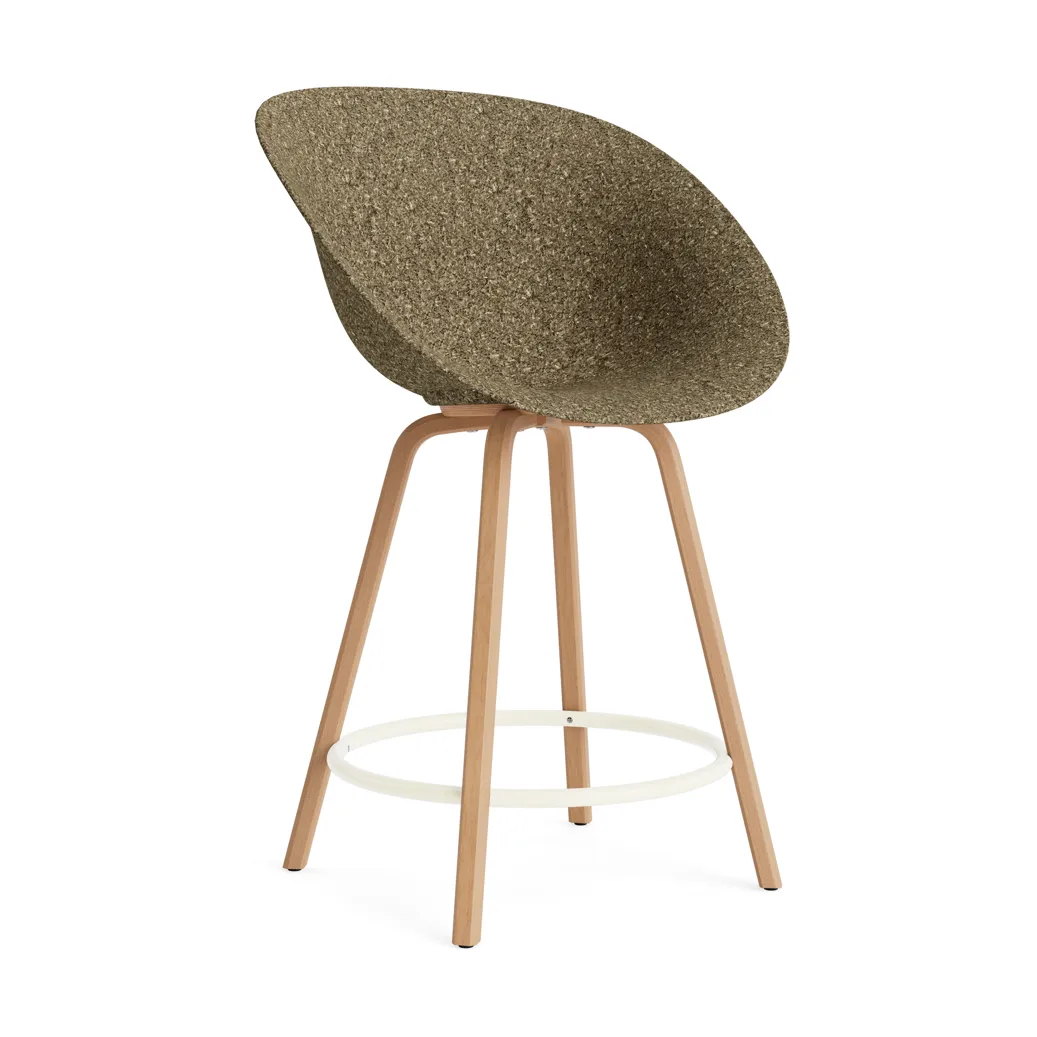 Mat Bar Armchair bar stool 65 cm, Seaweed-beech-cream steel Normann Copenhagen