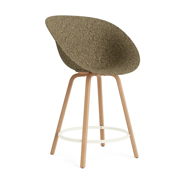 Mat Bar Armchair bar stool 65 cm - Seaweed-beech-cream steel - Normann Copenhagen