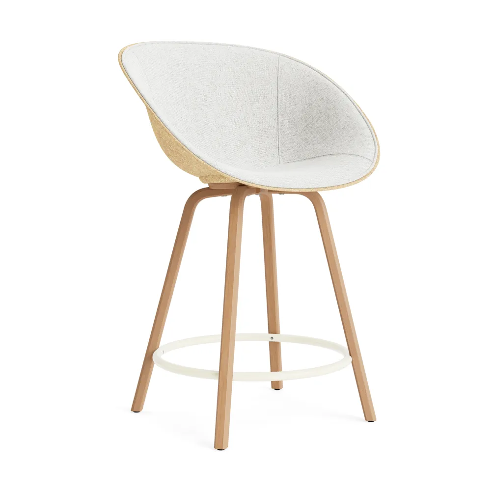 Mat Bar Armchair front-upholstered 65 cm, Hallingdal 110-hemp-beech-cream steel Normann Copenhagen