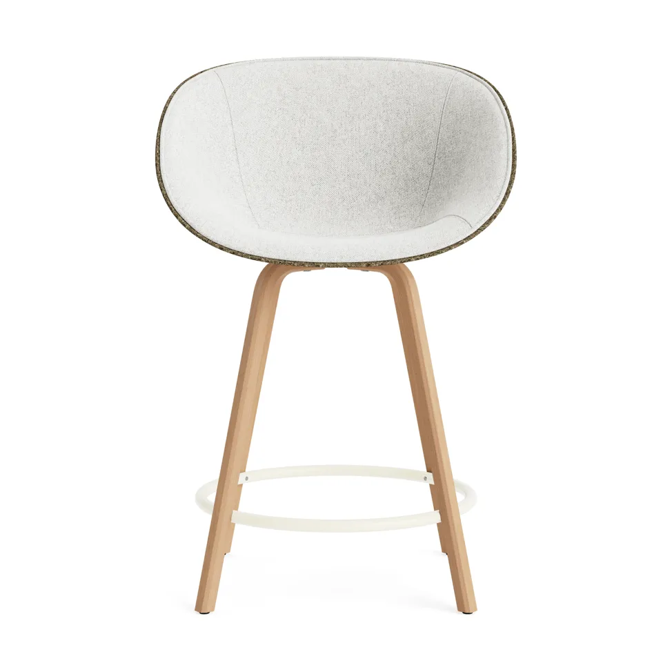 Mat Bar Armchair front-upholstered 65 cm, Hallingdal 110-seaweed-beech-cream steel Normann Copenhagen