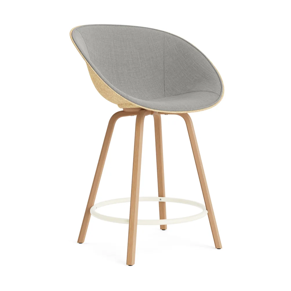 Mat Bar Armchair front-upholstered 65 cm, Remix 133-hemp-beech-cream steel Normann Copenhagen