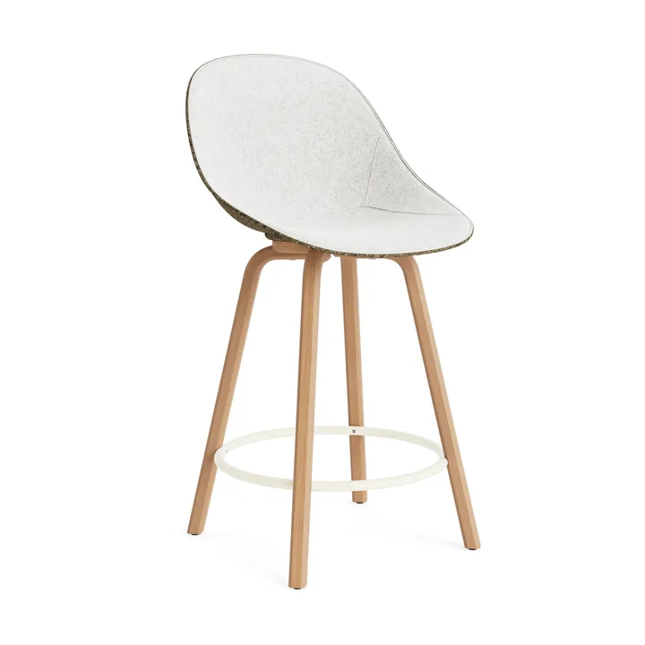 Mat Bar Chair bar stool front upholstered 65 cm - Hallingdal 110-seaweed-beech-cream steel - Normann Copenhagen