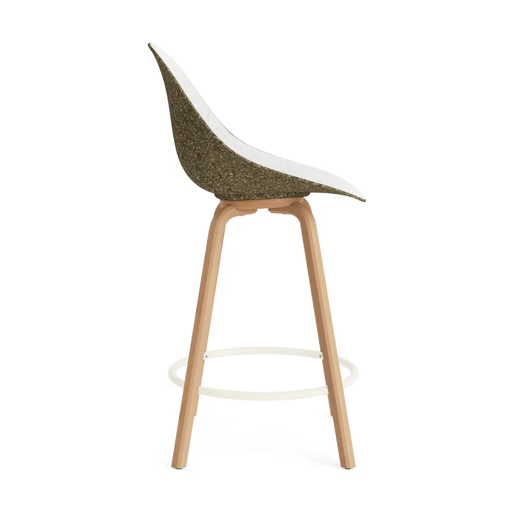Mat Bar Chair bar stool front upholstered 65 cm, Hallingdal 110-seaweed-beech-cream steel Normann Copenhagen