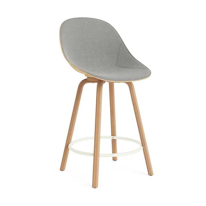 Mat Bar Chair bar stool front upholstered 65 cm - Remix 133-hemp-beech-cream steel - Normann Copenhagen