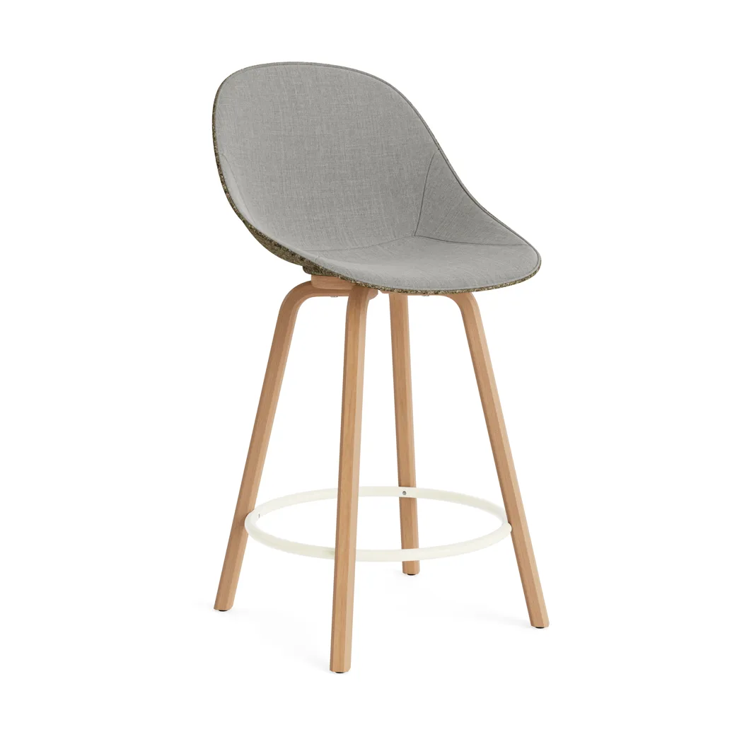 Mat Bar Chair bar stool front upholstered 65 cm, Remix 133-seaweed-beech-cream steel Normann Copenhagen