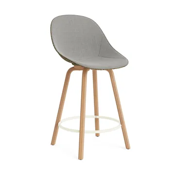 Mat Bar Chair bar stool front upholstered 65 cm - Remix 133-seaweed-beech-cream steel - Normann Copenhagen