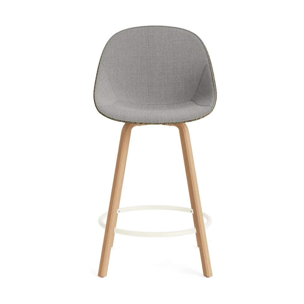 Mat Bar Chair bar stool front upholstered 65 cm, Remix 133-seaweed-beech-cream steel Normann Copenhagen