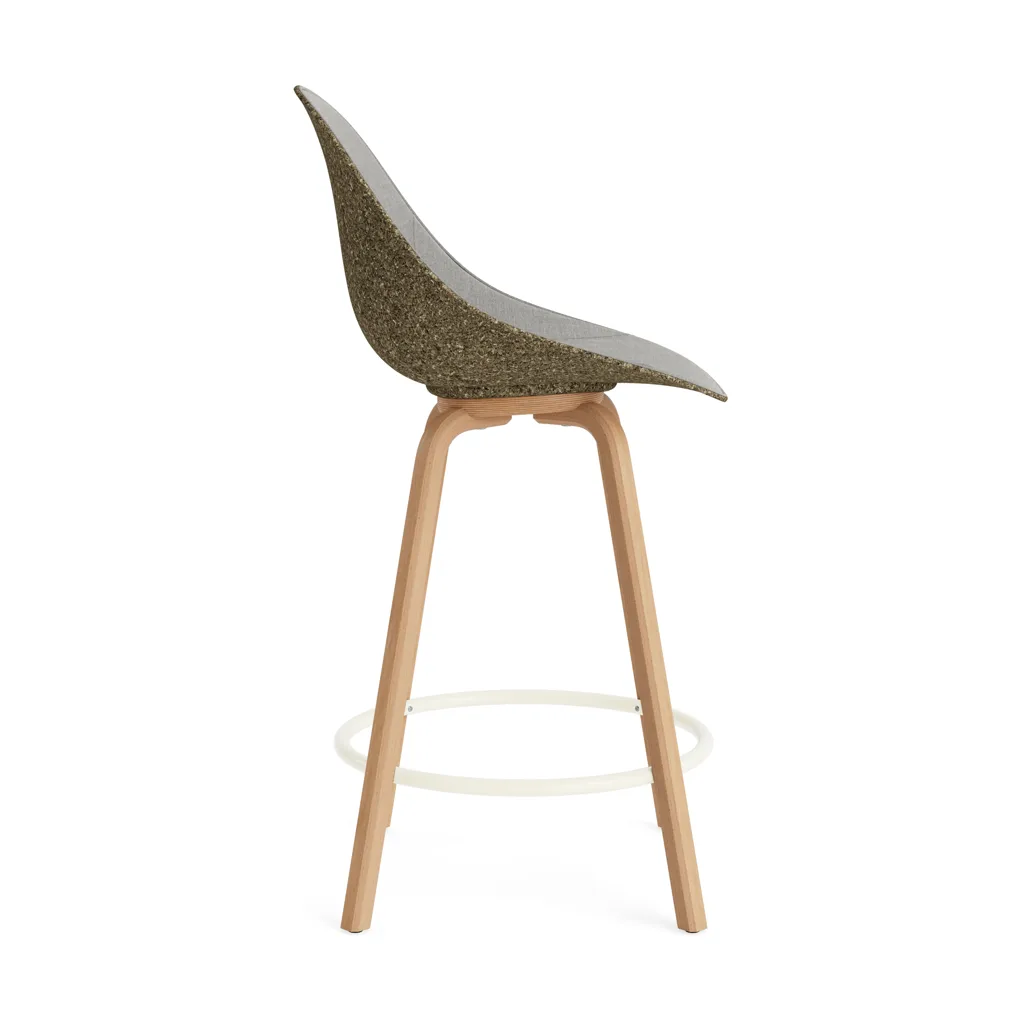 Mat Bar Chair bar stool front upholstered 65 cm, Remix 133-seaweed-beech-cream steel Normann Copenhagen
