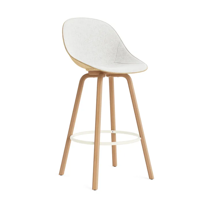Mat Bar Chair bar stool front upholstered 75 cm - Hallingdal 110-hemp-beech-cream steel - Normann Copenhagen