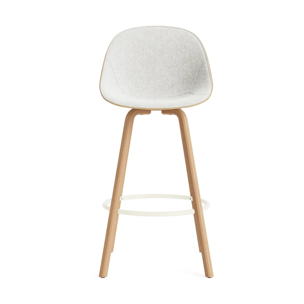 Mat Bar Chair bar stool front upholstered 75 cm, Hallingdal 110-hemp-beech-cream steel Normann Copenhagen