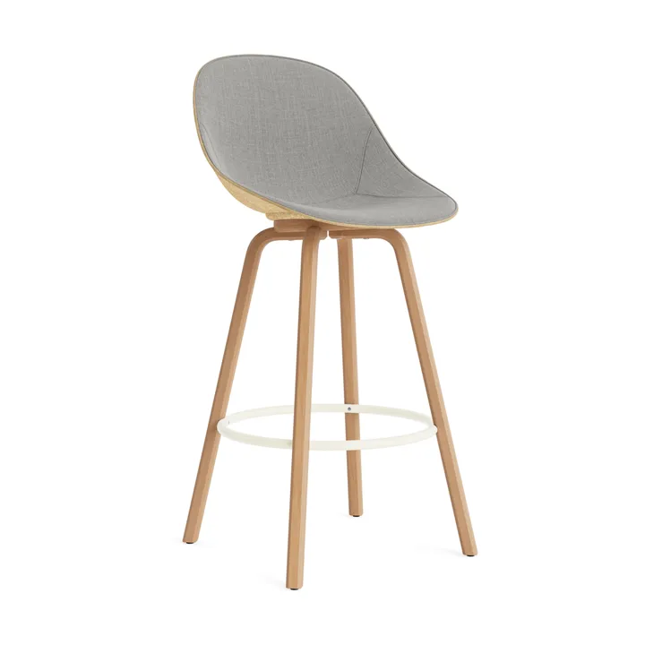 Mat Bar Chair bar stool front upholstered 75 cm - Remix 133-hemp-beech-cream steel - Normann Copenhagen