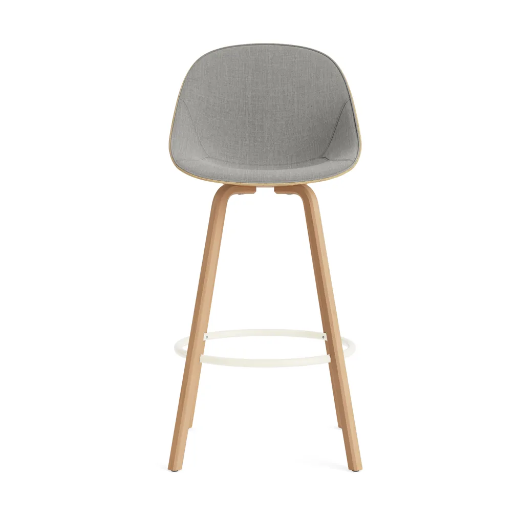 Mat Bar Chair bar stool front upholstered 75 cm, Remix 133-hemp-beech-cream steel Normann Copenhagen