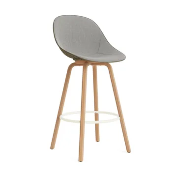 Mat Bar Chair bar stool front upholstered 75 cm - Remix 133-seaweed-beech-cream steel - Normann Copenhagen