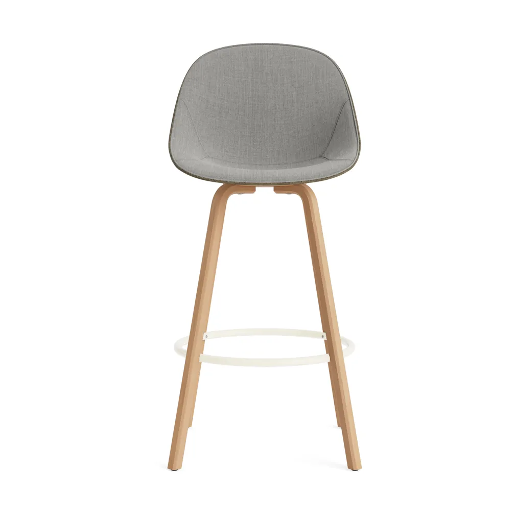 Mat Bar Chair bar stool front upholstered 75 cm, Remix 133-seaweed-beech-cream steel Normann Copenhagen