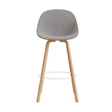 Mat Bar Chair bar stool front upholstered 75 cm - Remix 133-seaweed-beech-cream steel - Normann Copenhagen