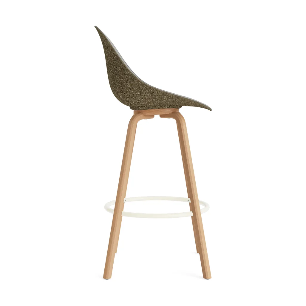 Mat Bar Chair bar stool front upholstered 75 cm, Remix 133-seaweed-beech-cream steel Normann Copenhagen