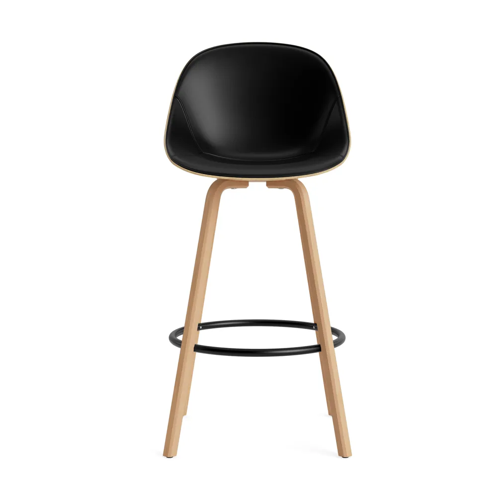 Mat Bar Chair bar stool front upholstered 75 cm, Ultra 41599-hemp-beech-black steel Normann Copenhagen