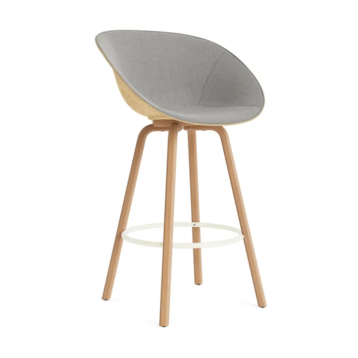 Mat Bar stool front-upholstered 75 cm - Remix 133-hemp-beech-cream steel - Normann Copenhagen