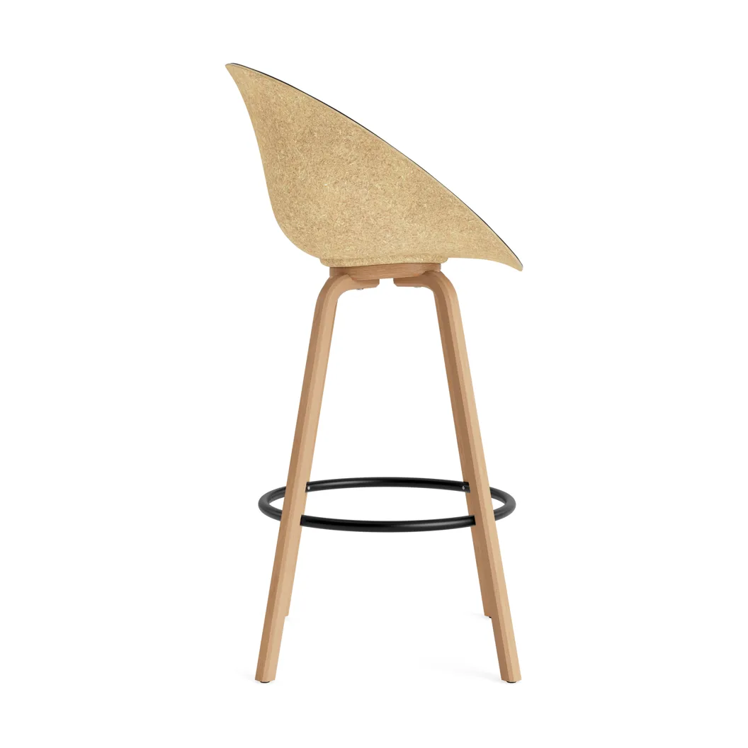 Mat Bar stool front-upholstered 75 cm, Ultra 41599-hemp-beech-black steel Normann Copenhagen