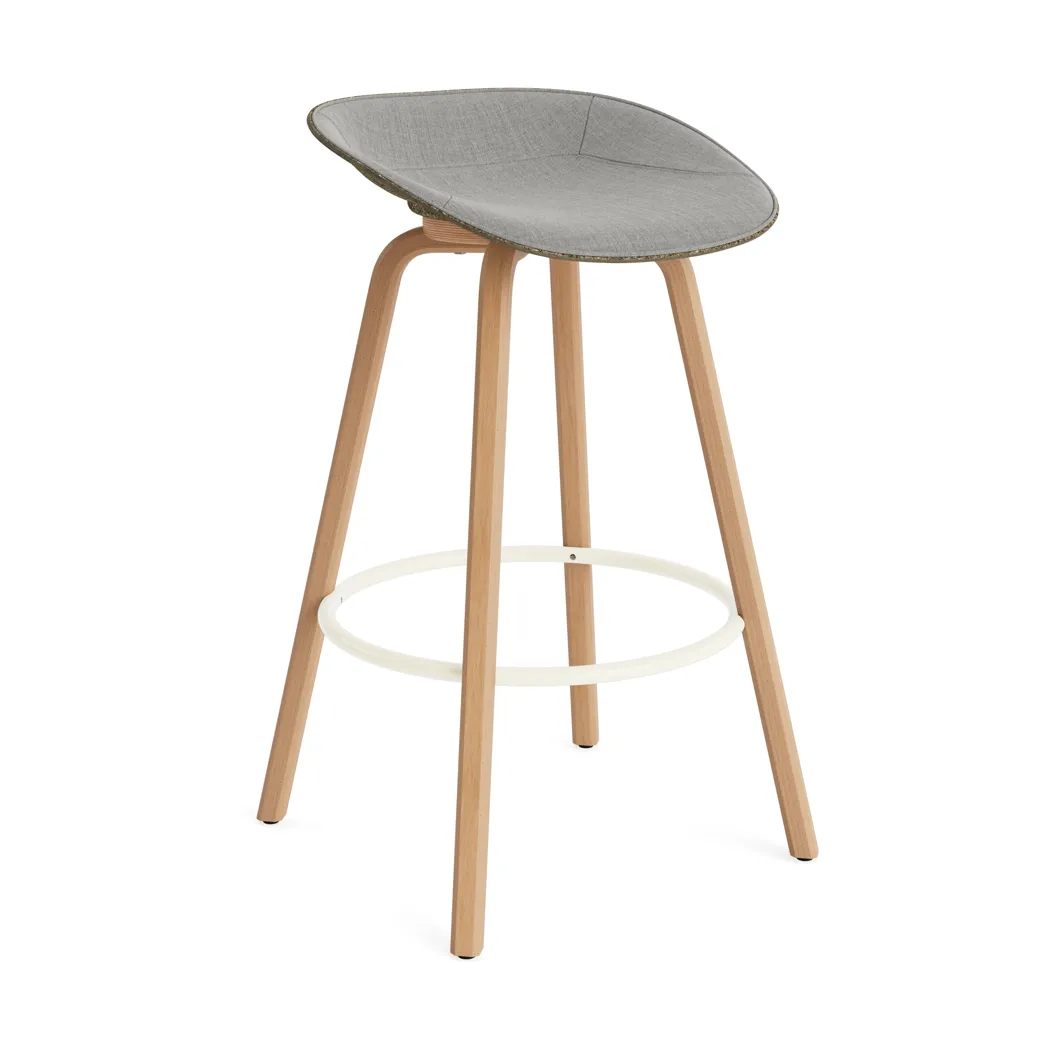 Mat Barstool barstool front-covered 75 cm, Remix 133-seaweed-beech-cream steel Normann Copenhagen