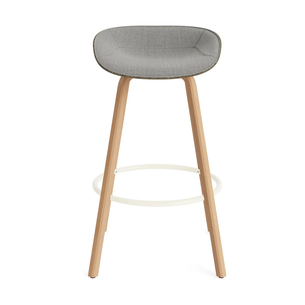 Mat Barstool barstool front-covered 75 cm, Remix 133-seaweed-beech-cream steel Normann Copenhagen