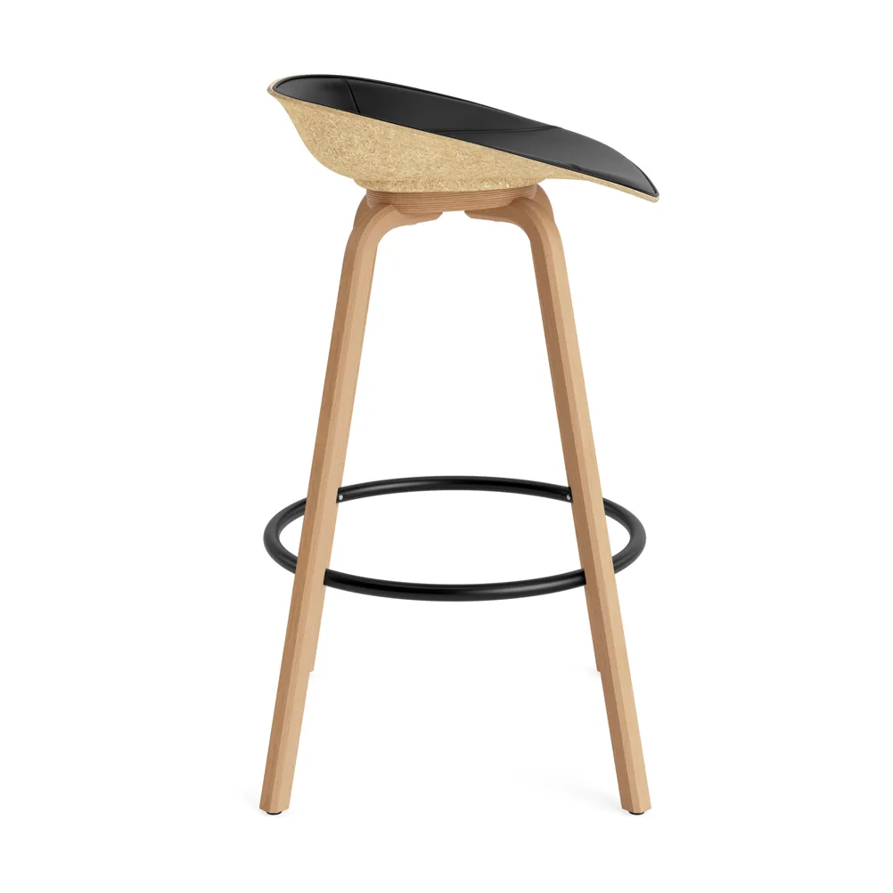 Mat Barstool barstool front-covered 75 cm, Ultra 41599-hemp-beech-black steel Normann Copenhagen