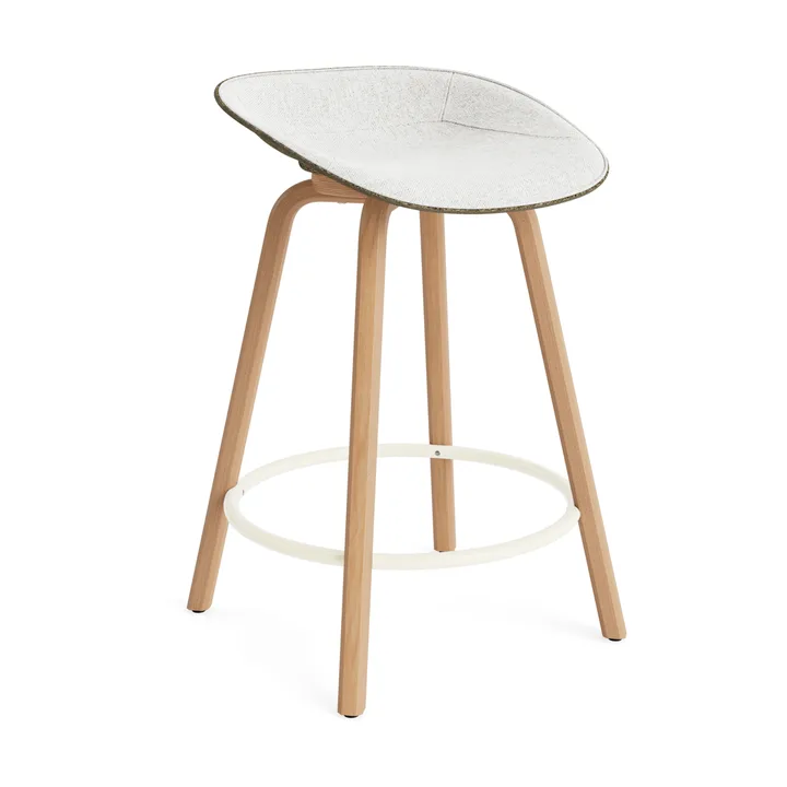 Mat Barstool front-upholstered 65 cm. - Hallingdal 110-seaweed-beech-cream steel - Normann Copenhagen