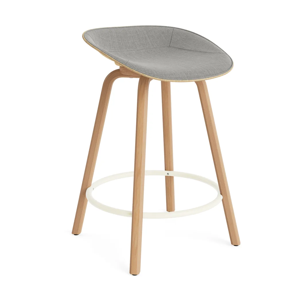 Mat Barstool front-upholstered 65 cm., Remix 133-hemp-beech-cream steel Normann Copenhagen