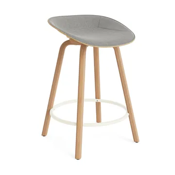 Mat Barstool front-upholstered 65 cm. - Remix 133-hemp-beech-cream steel - Normann Copenhagen