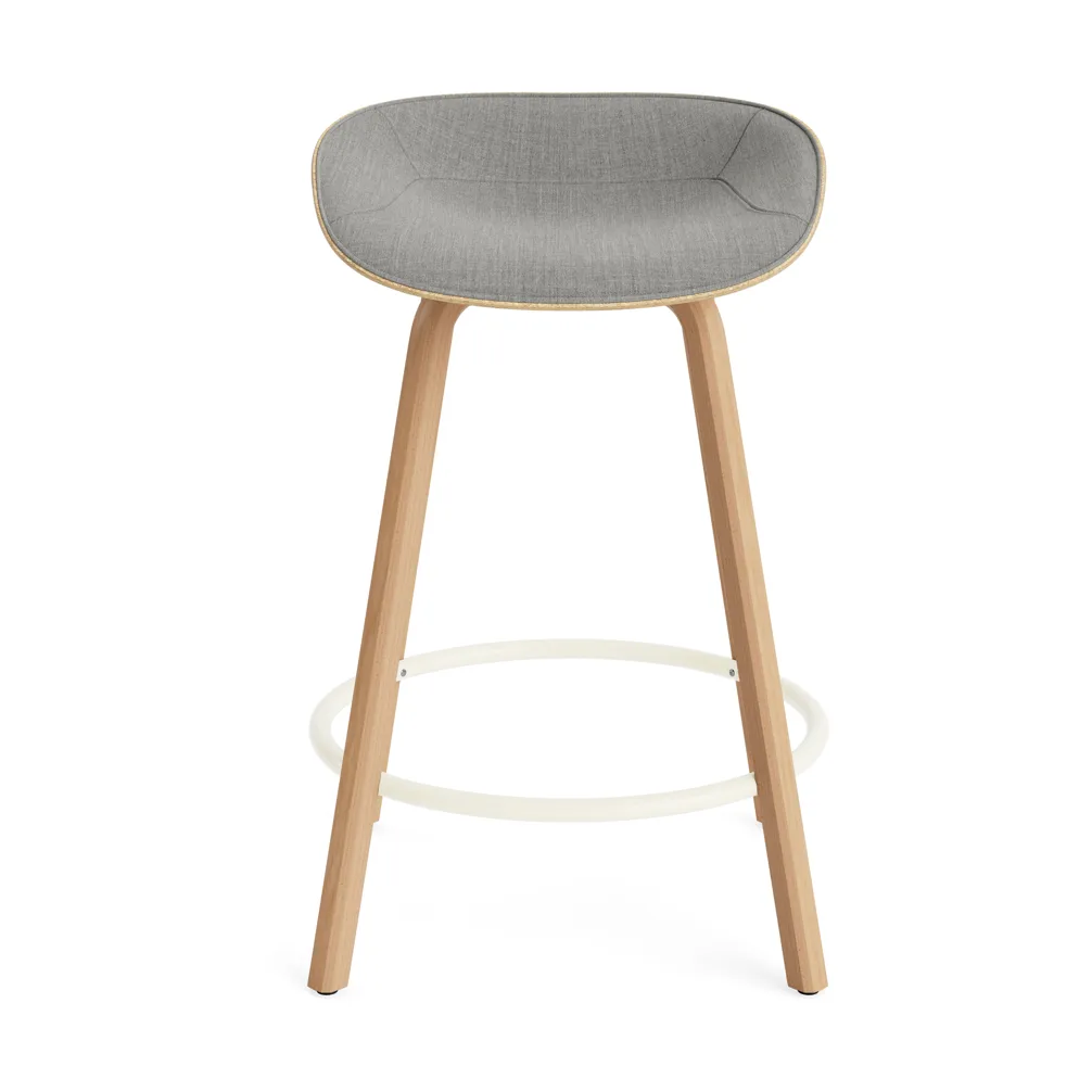 Mat Barstool front-upholstered 65 cm., Remix 133-hemp-beech-cream steel Normann Copenhagen