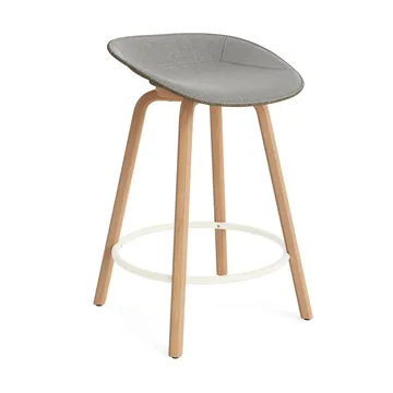 Mat Barstool front-upholstered 65 cm. - Remix 133-seaweed-beech-cream steel - Normann Copenhagen